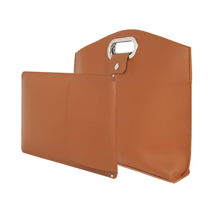 CNAIDUNR 2PCS Laptop Bag for Women, Waterproof Leather 14-16In for Laptops and iPad Cases, Work Tote Bag Briefcase for Women(Brown)