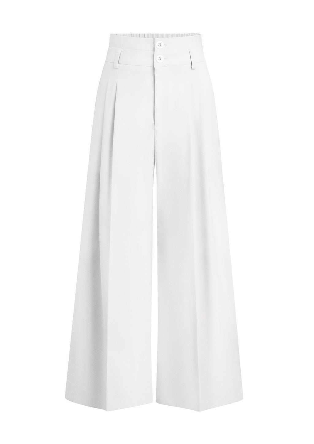 PRETTYGARDEN Womens Spring Wide Leg Palazzo Pants 2026 Trendy Loose Button High Waist Pleated Work Business Casual Trousers (White,Medium)