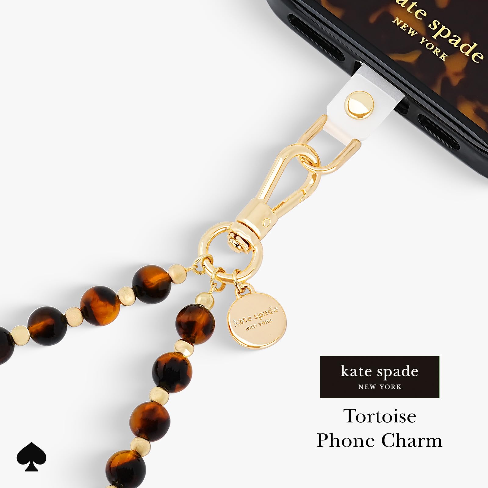 kate spade new york Phone Charm - Detachable Anchor Card Cell Phone Lanyard - Tortoise Bead