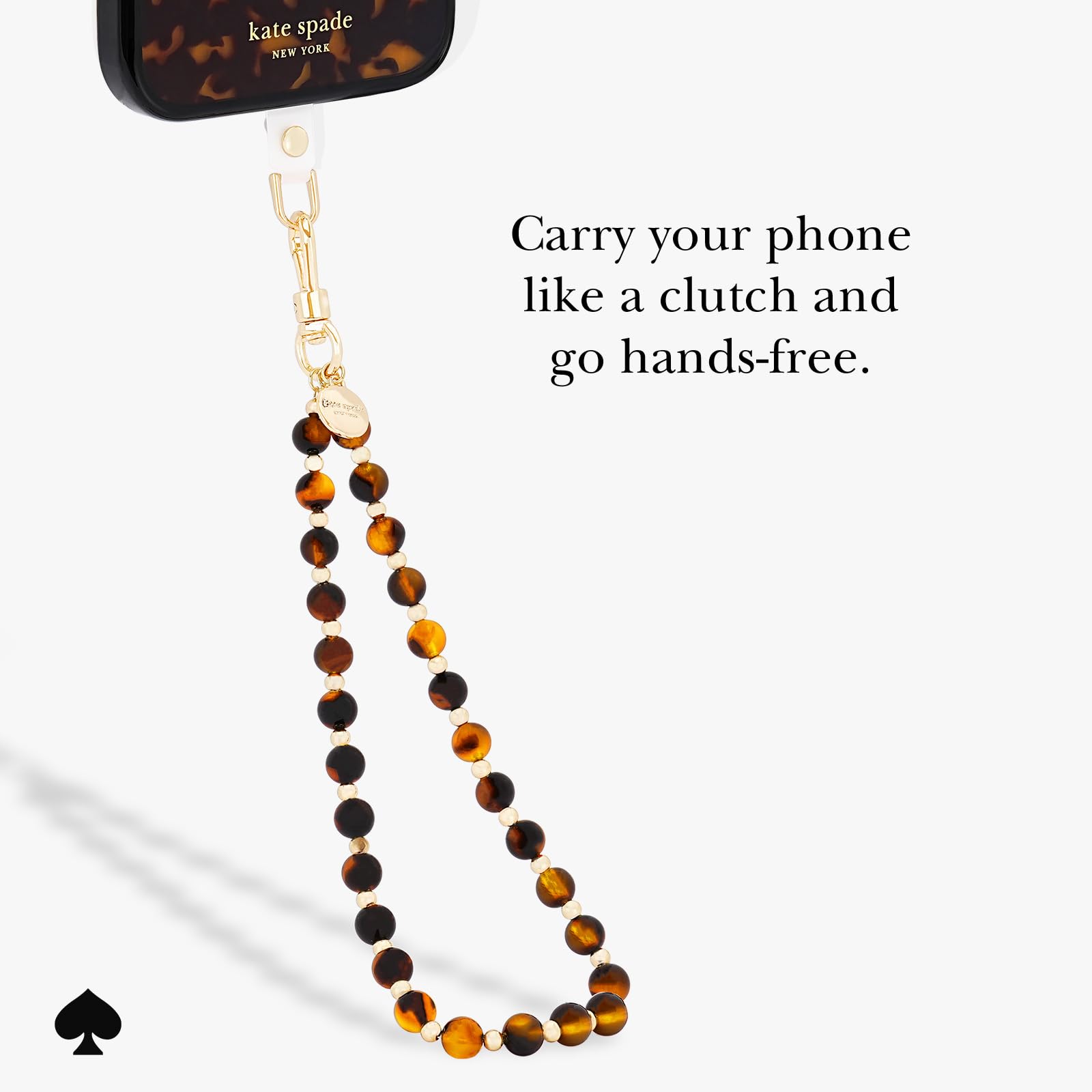 kate spade new york Phone Charm - Detachable Anchor Card Cell Phone Lanyard - Tortoise Bead