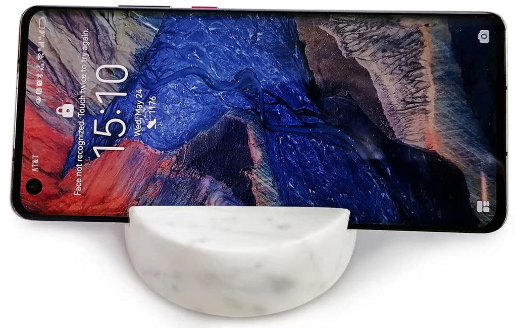 fashciaga Luxurious Marble Cell Phone Stand Holder for Cellphone Tablet On Desk, Countertop, Table, Nightstand. Heavy Real Stone Mobile Phone Stands (Solid)
