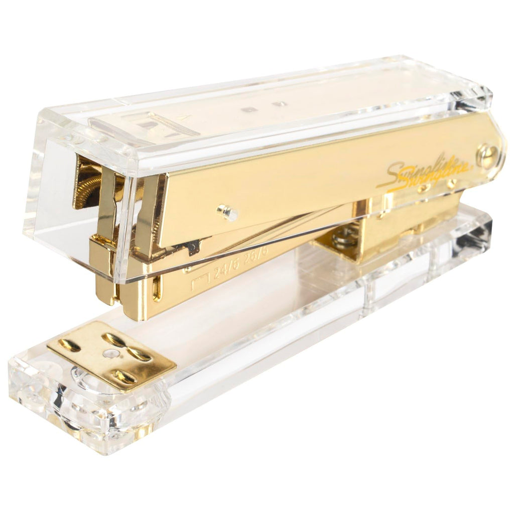 Swingline Compact Clear Acrylic Gold Stapler, 20 Sheet Capacity, Half Strip, Transparent Desk Stapler (S700000A)