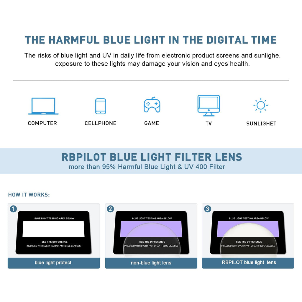 RB.Pilot Acetate Reading Glasses for Women Men Eyeglasses Blue Light Readers for Women/Men, Computer Eye Glasses, Cheaters