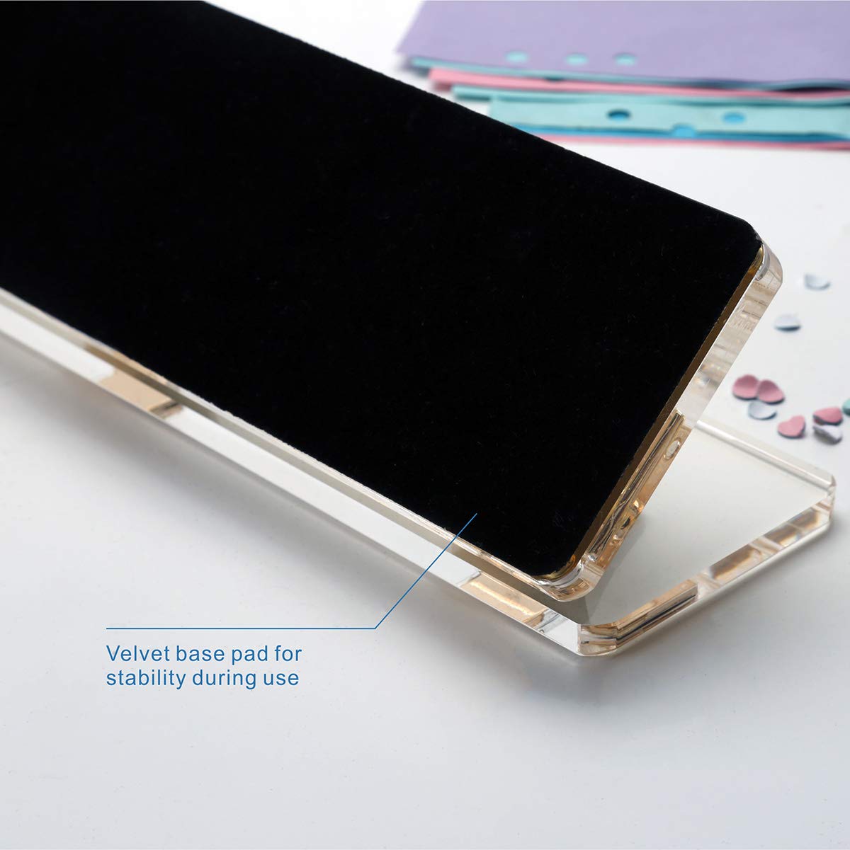 EXPUTRAN Acrylic and Gold Standard 3 Hole Punch,10 Sheet Capacity, Desktop Hole Puncher 3 Ring, Office Desktop Accessory,Clear/Gold