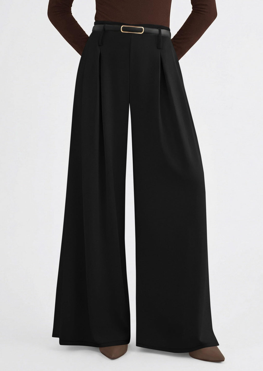 PRETTYGARDEN Womens Spring Wide Leg Trousers 2026 High Elastic Waist Loose Pleated Long Flowy Palazzo Work Pants with Pockets (Black,Large)