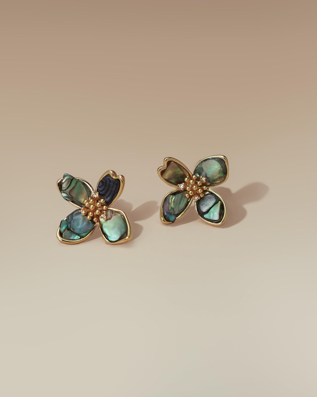 SNGIA 18K Gold Plated Mother of Pearl Flower Stud Statement Earrings for Women by SNGIA, Dainty Bold Retro Handmade Trendy Natural Sea Abalone Shell Floral Bohemian Jewelry Gifts, Small Unique Baroque Turquoise Stone Summer Beach Fashion Earrings Accessor