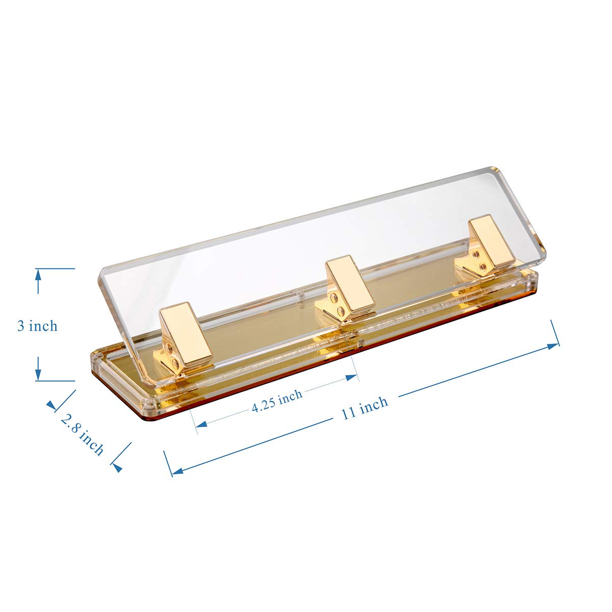 EXPUTRAN Acrylic and Gold Standard 3 Hole Punch,10 Sheet Capacity, Desktop Hole Puncher 3 Ring, Office Desktop Accessory,Clear/Gold