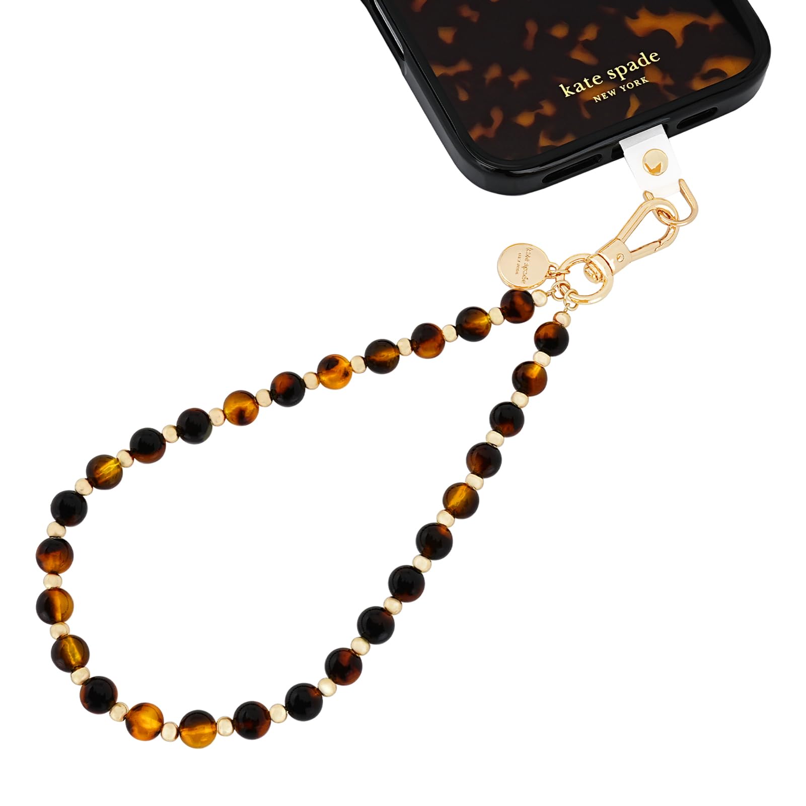 kate spade new york Phone Charm - Detachable Anchor Card Cell Phone Lanyard - Tortoise Bead
