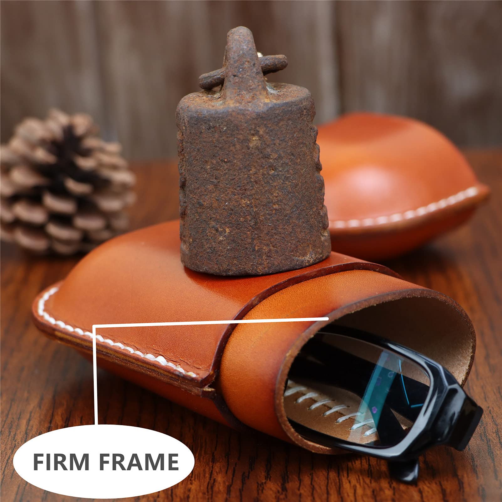 Fanyixuan Leather Glasses Case Cowhide Vintage Men And Women Nearsighted Glasses Sunglasses Travel Anti-Crush Storage Box (Green)