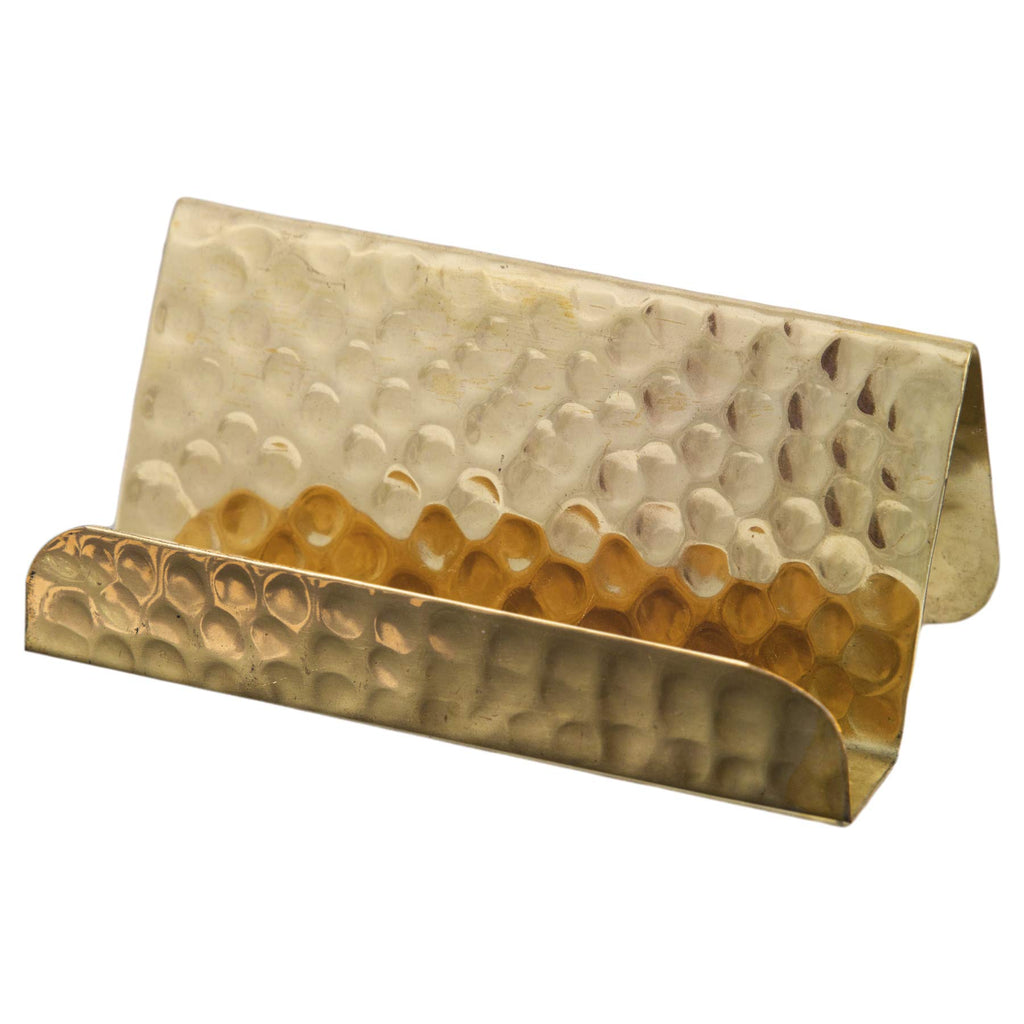 GoCraft Business Card Holder Stand | Fits 20-30 Business Cards (Pure Brass)