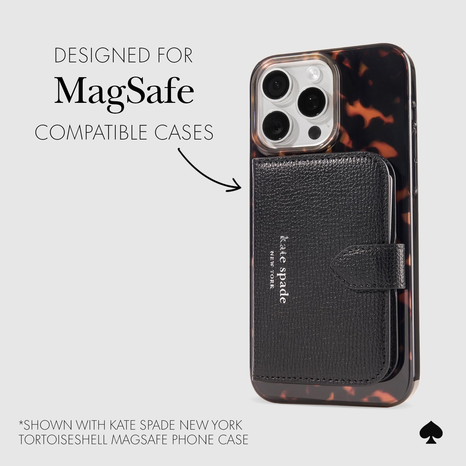 kate spade new york Morgan Magnetic Phone Wallet/Card Holder - Compatible with MagSafe Phones and Cases - Midnight Black