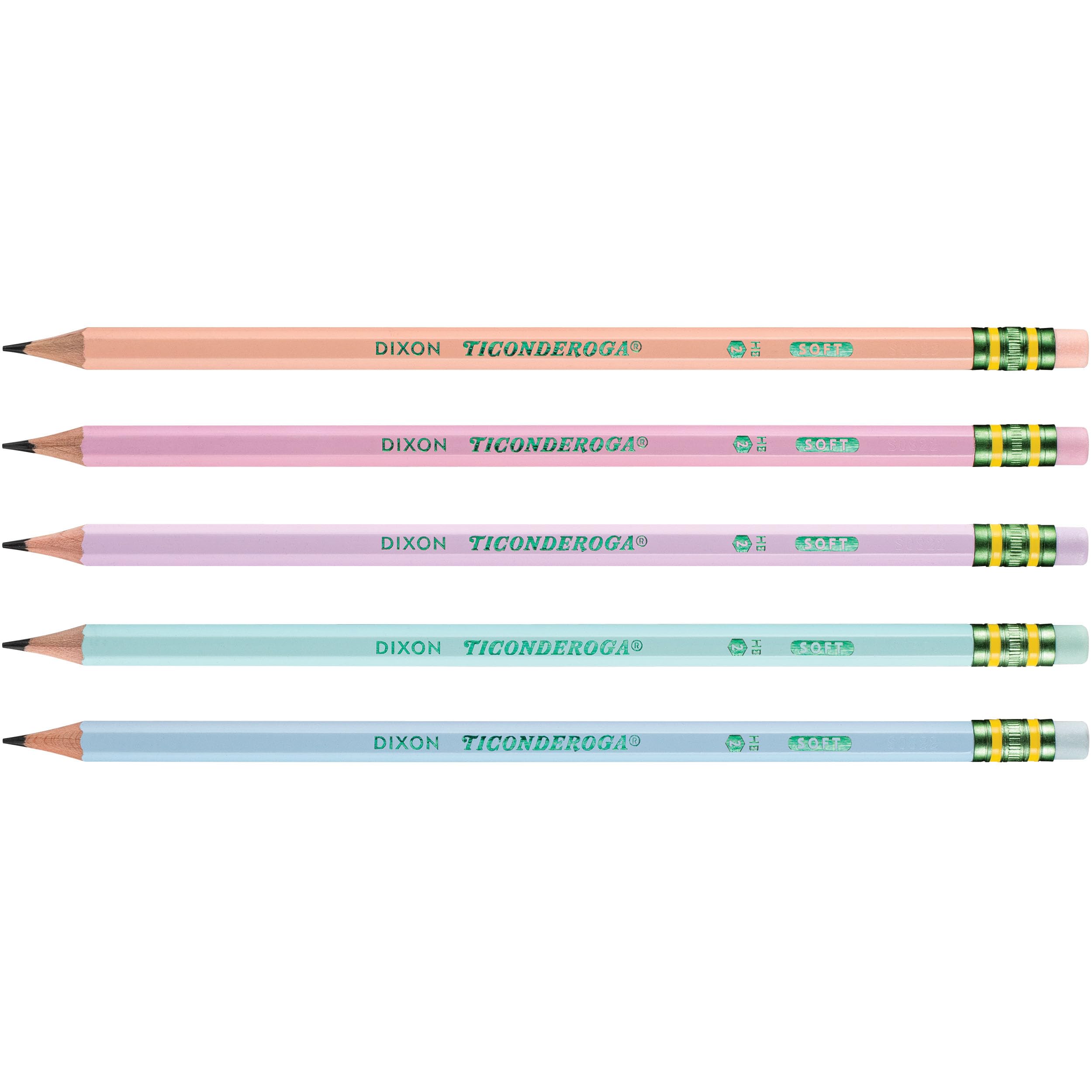 Ticonderoga® Pastel Pencils, 2 Soft, Assorted Colors, Pack Of 10 Pencils
