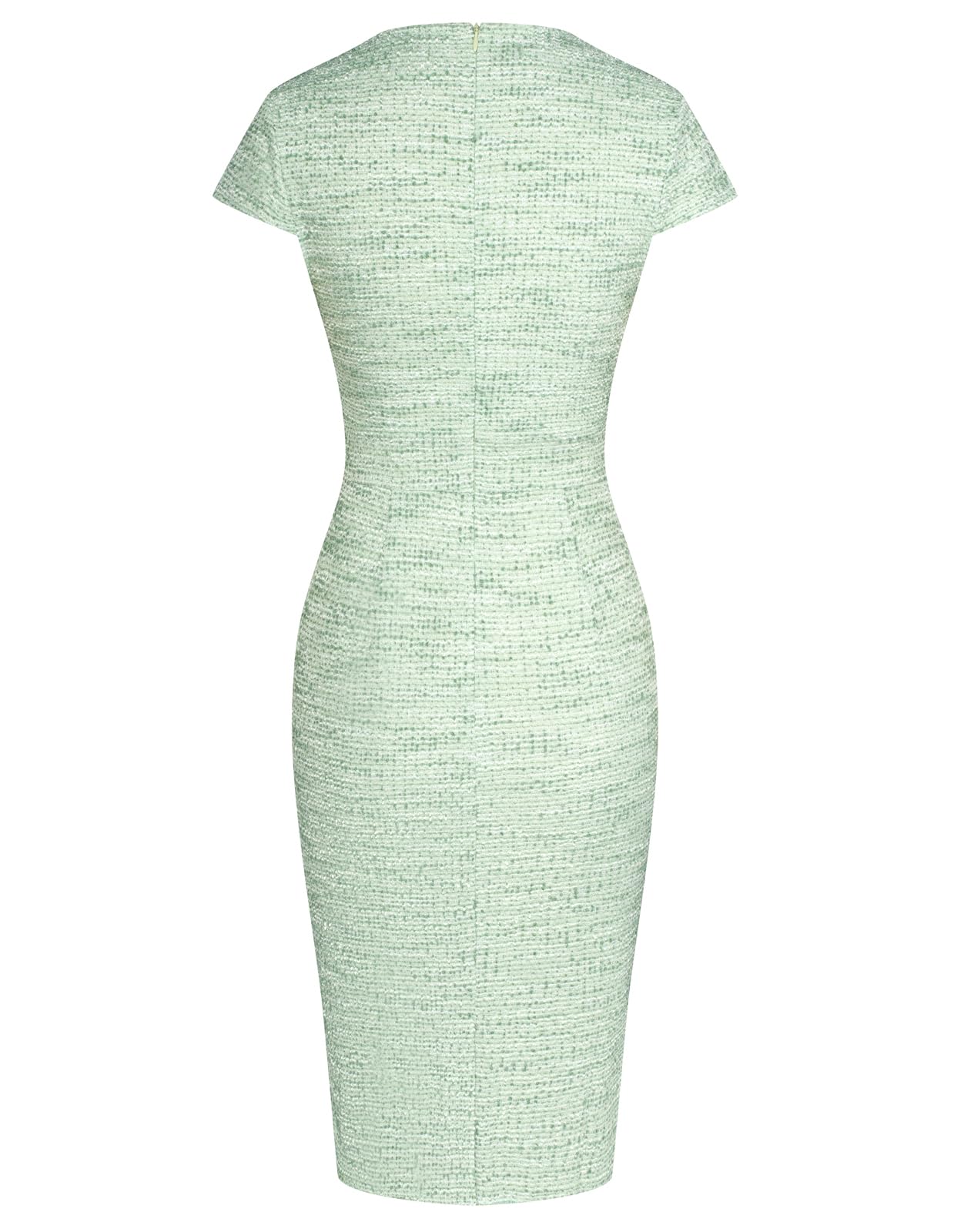 GRACE KARIN Women's Gorgeous Pencil Dress Cap Sleeve Tweed Pencil Dress for Work Green White
