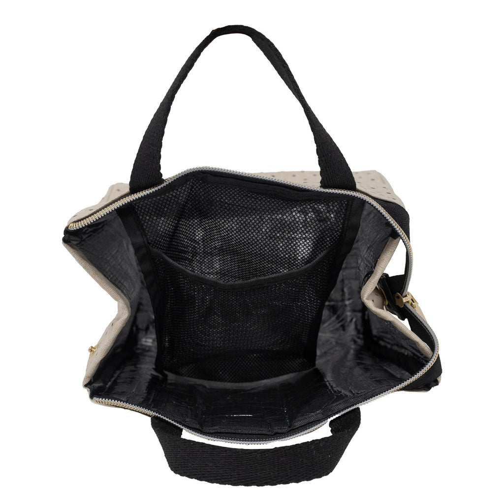 kate spade new york Cute Lunch Bag for Women, Large Capacity Lunch Tote, Adult Lunch Box with Silver Thermal Insulated Interior Lining and Storage Pocket (Out to Lunch)