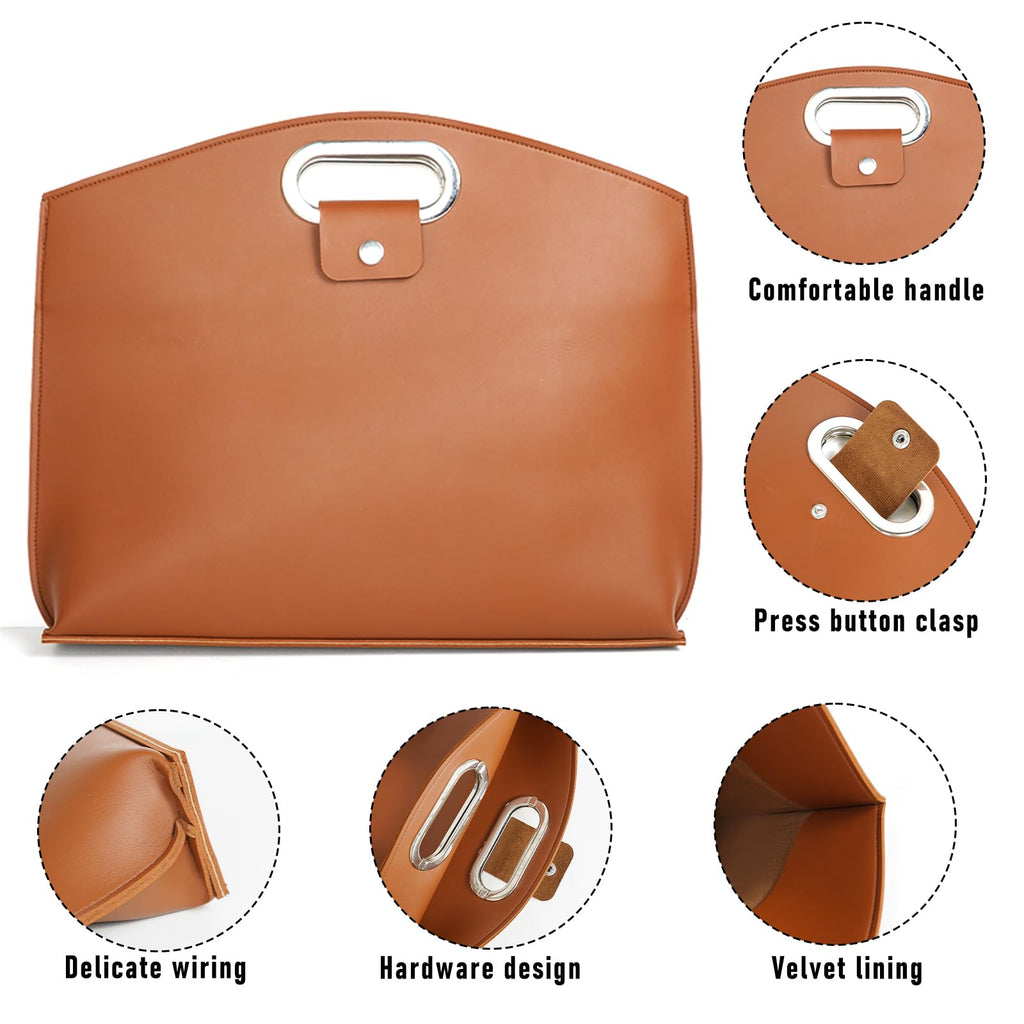 CNAIDUNR 2PCS Laptop Bag for Women, Waterproof Leather 14-16In for Laptops and iPad Cases, Work Tote Bag Briefcase for Women(Brown)