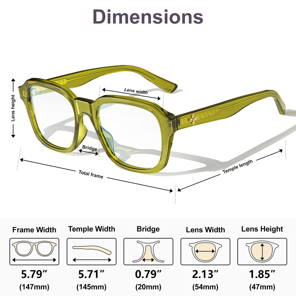 VISOONE Oversized Square Blue Light Blocking Glasses Fashion Computer Eyewear for Women and Men BENNETT