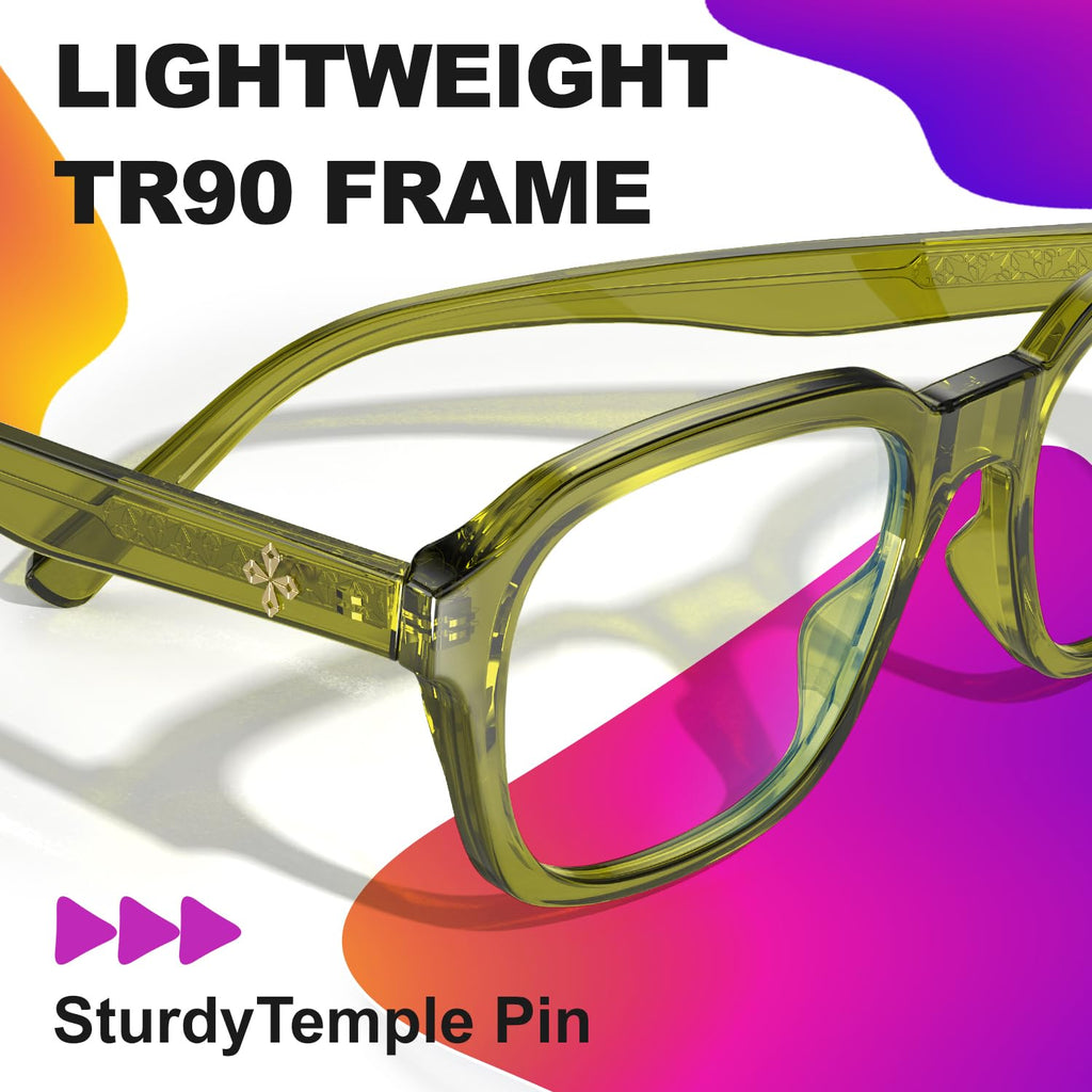 VISOONE Oversized Square Blue Light Blocking Glasses Fashion Computer Eyewear for Women and Men BENNETT