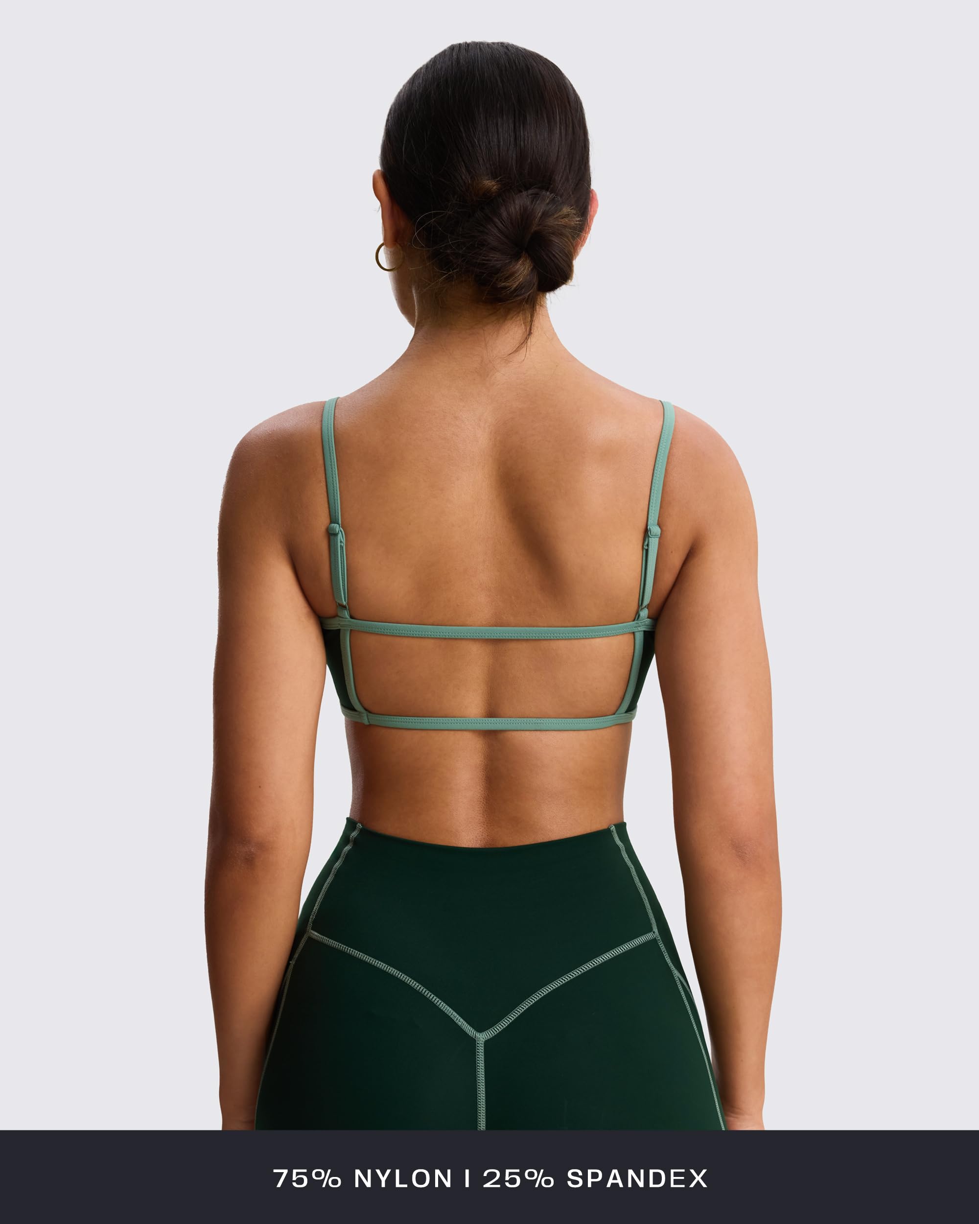 Aoxjox Women's Color Block Workout Sports Bras Fitness Lexi Lined Strappy Bra Athletic Yoga Crop Tank (Forest Green/Sage Green, Medium)