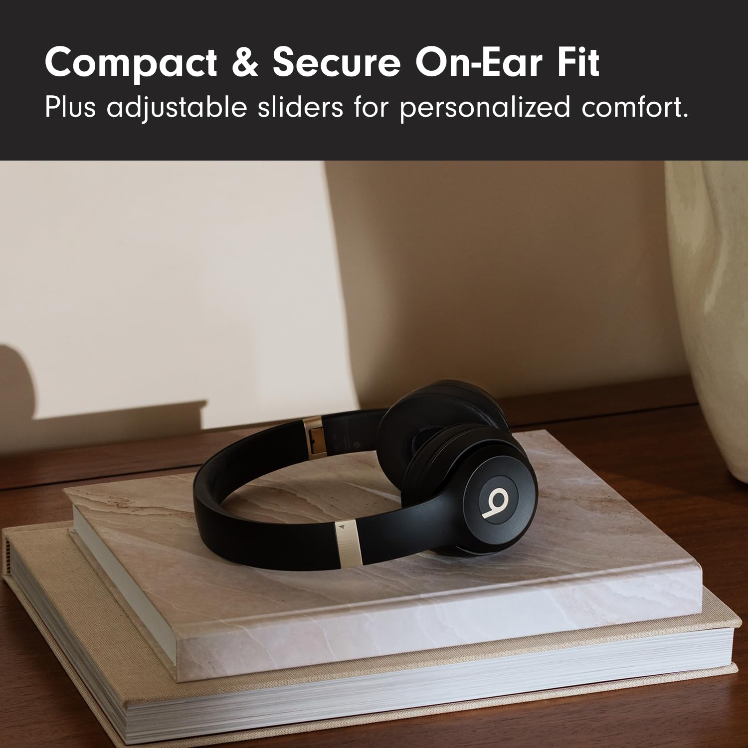 Beats Solo 4 - Wireless On-Ear Bluetooth Headphones, Up to 50-Hour Battery Life, Ultra-Lightweight Comfort, Powerful and Balanced Sound, Apple & Android Compatible - Black & Gold