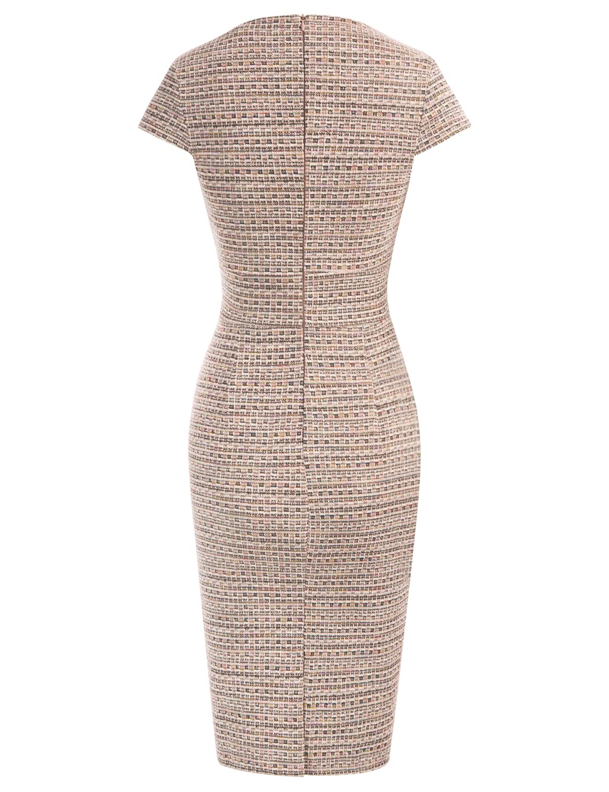 Women's Elegant Vintage Cap Sleeve Knee-Length Tweed Bodycon Pencil Dress XL