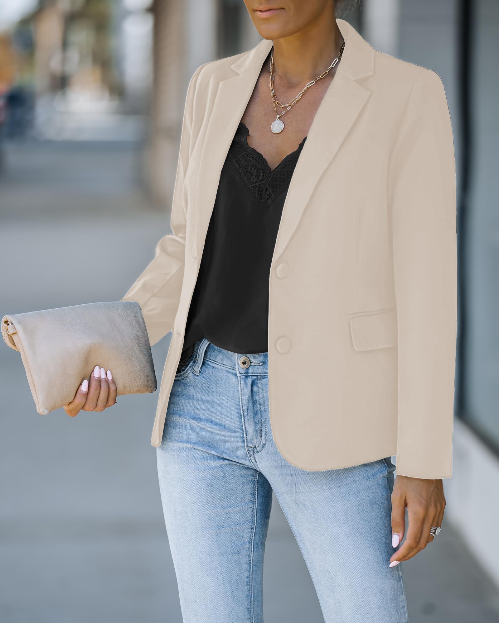 LookbookStore Casual Blazer for Women Fitted Blazer Business Blazers for Women Fashion Casual Jackets Suit Jackets Turtledove Size Medium Fits Size 8 10