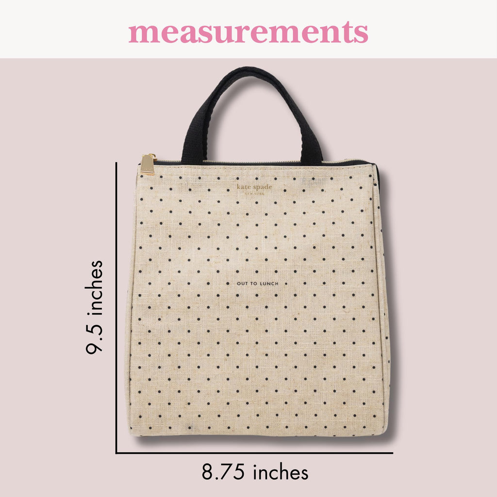 kate spade new york Cute Lunch Bag for Women, Large Capacity Lunch Tote, Adult Lunch Box with Silver Thermal Insulated Interior Lining and Storage Pocket (Out to Lunch)