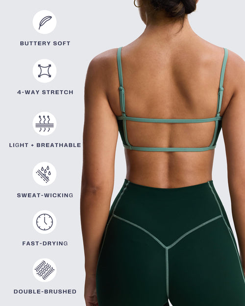 Aoxjox Women's Color Block Workout Sports Bras Fitness Lexi Lined Strappy Bra Athletic Yoga Crop Tank (Forest Green/Sage Green, Medium)