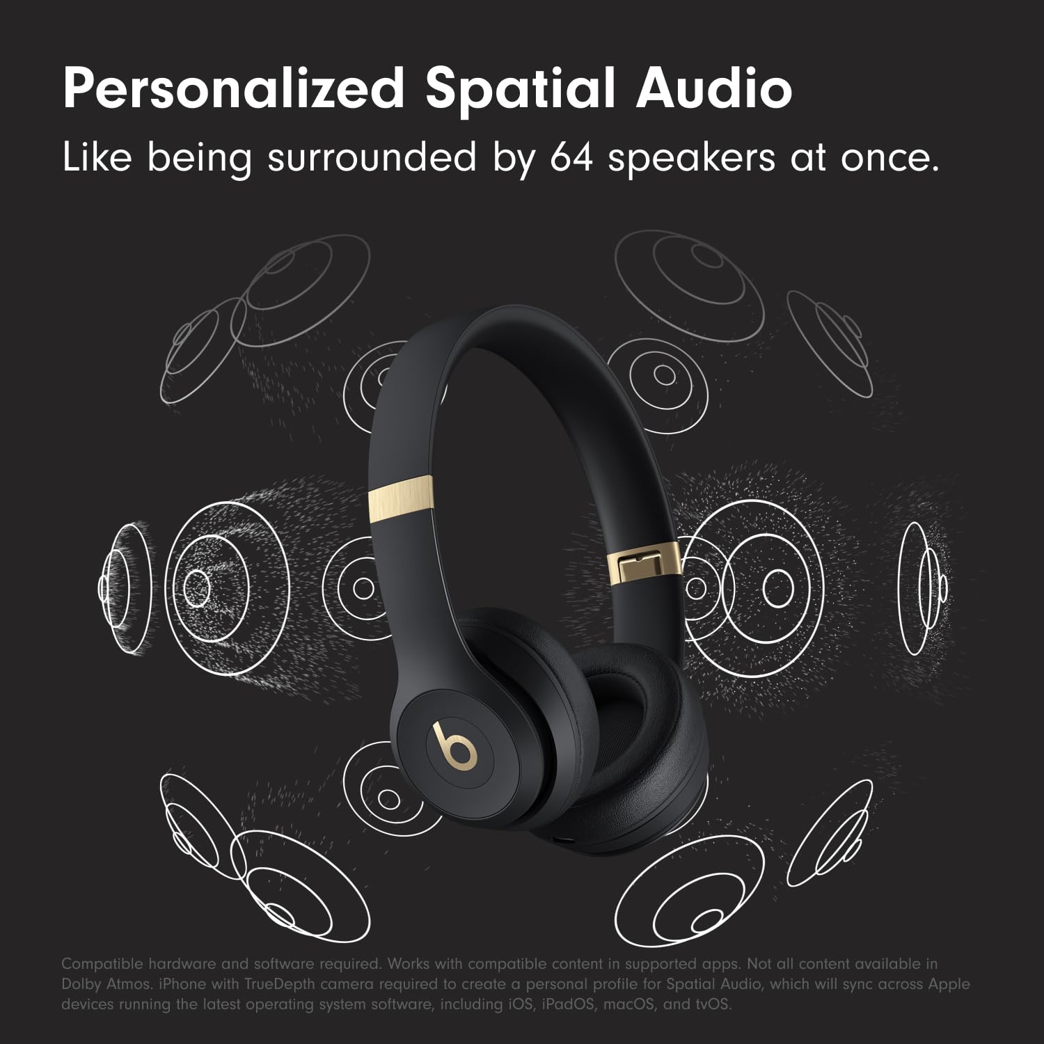Beats Solo 4 - Wireless On-Ear Bluetooth Headphones, Up to 50-Hour Battery Life, Ultra-Lightweight Comfort, Powerful and Balanced Sound, Apple & Android Compatible - Black & Gold