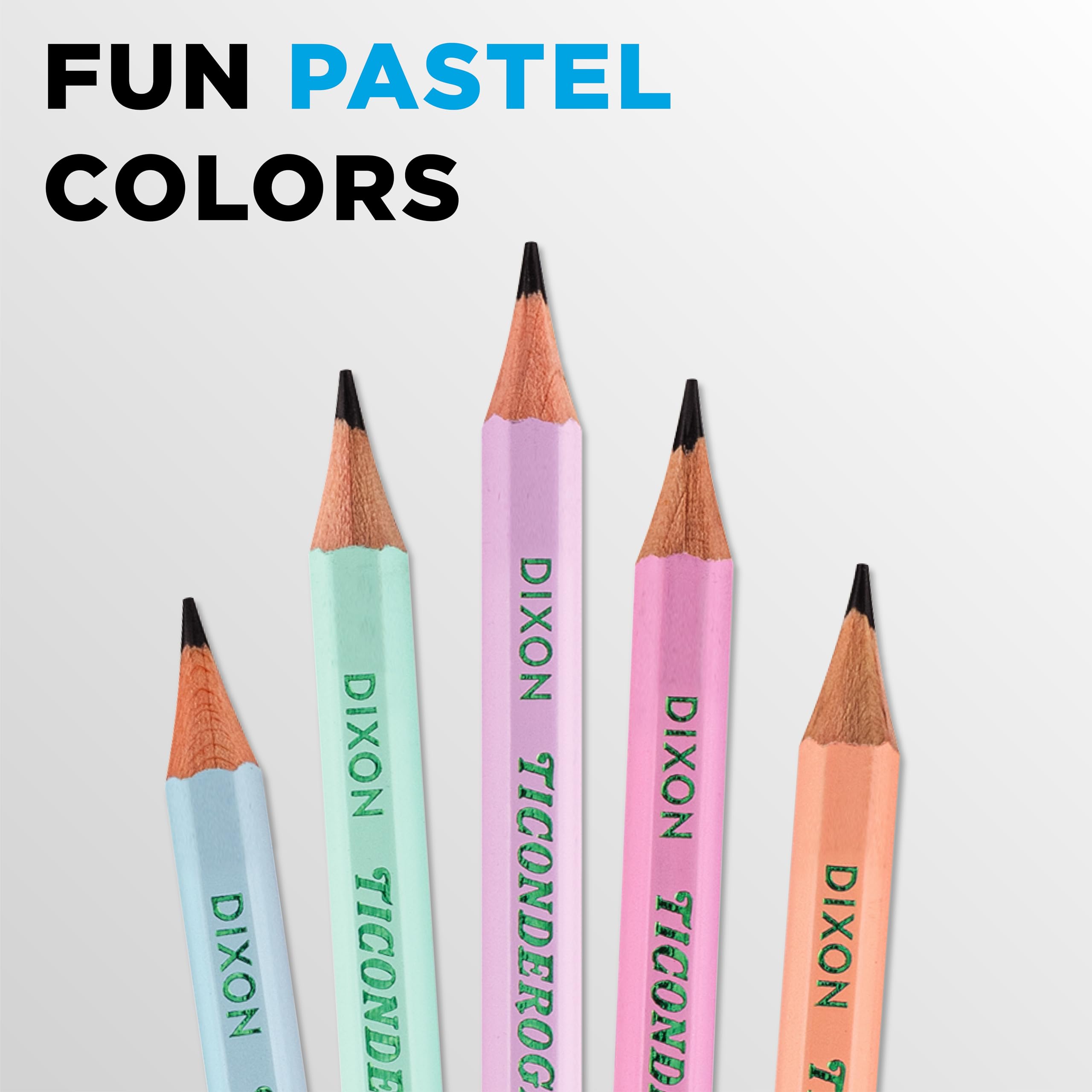 Ticonderoga® Pastel Pencils, 2 Soft, Assorted Colors, Pack Of 10 Pencils