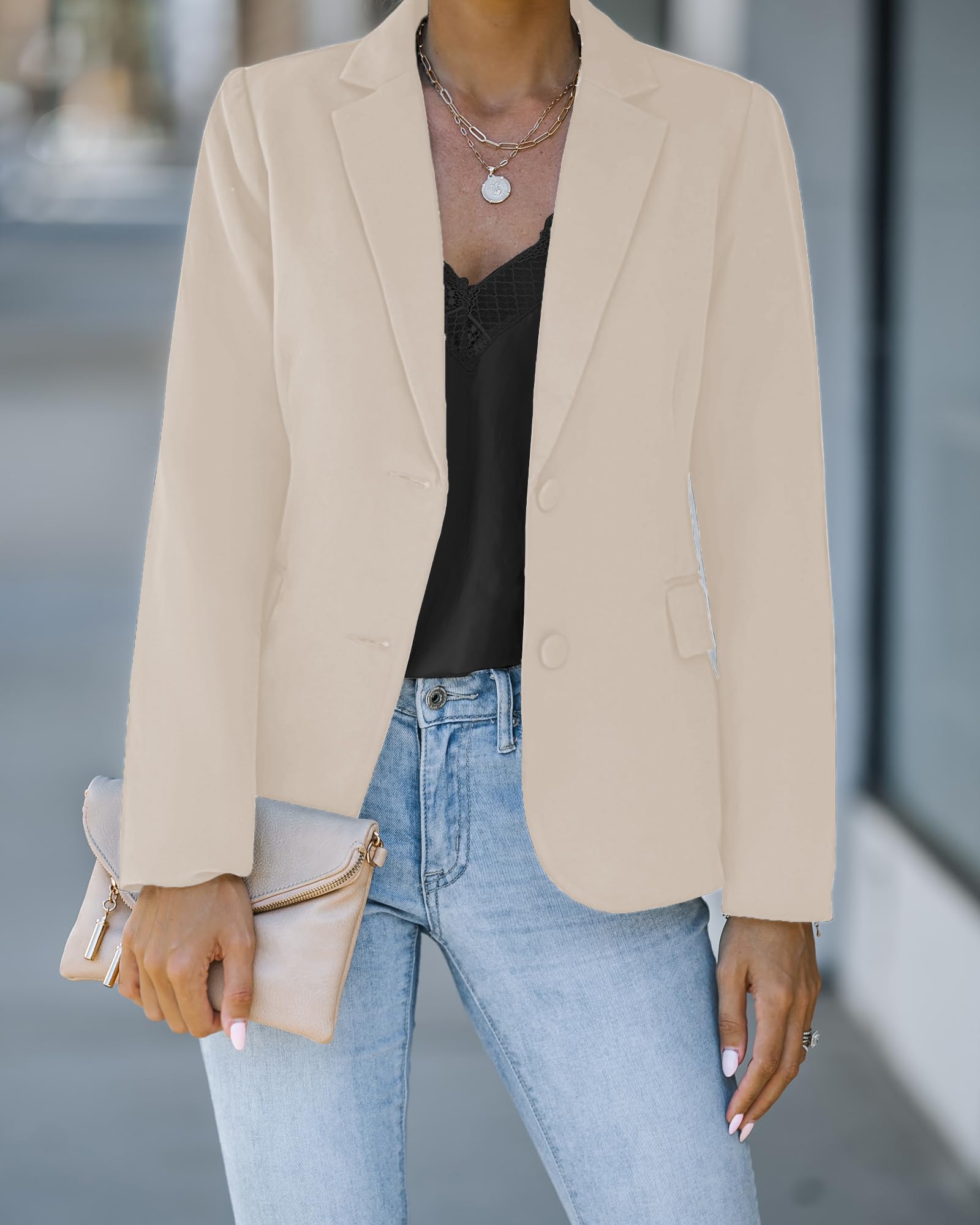 LookbookStore Casual Blazer for Women Fitted Blazer Business Blazers for Women Fashion Casual Jackets Suit Jackets Turtledove Size Medium Fits Size 8 10