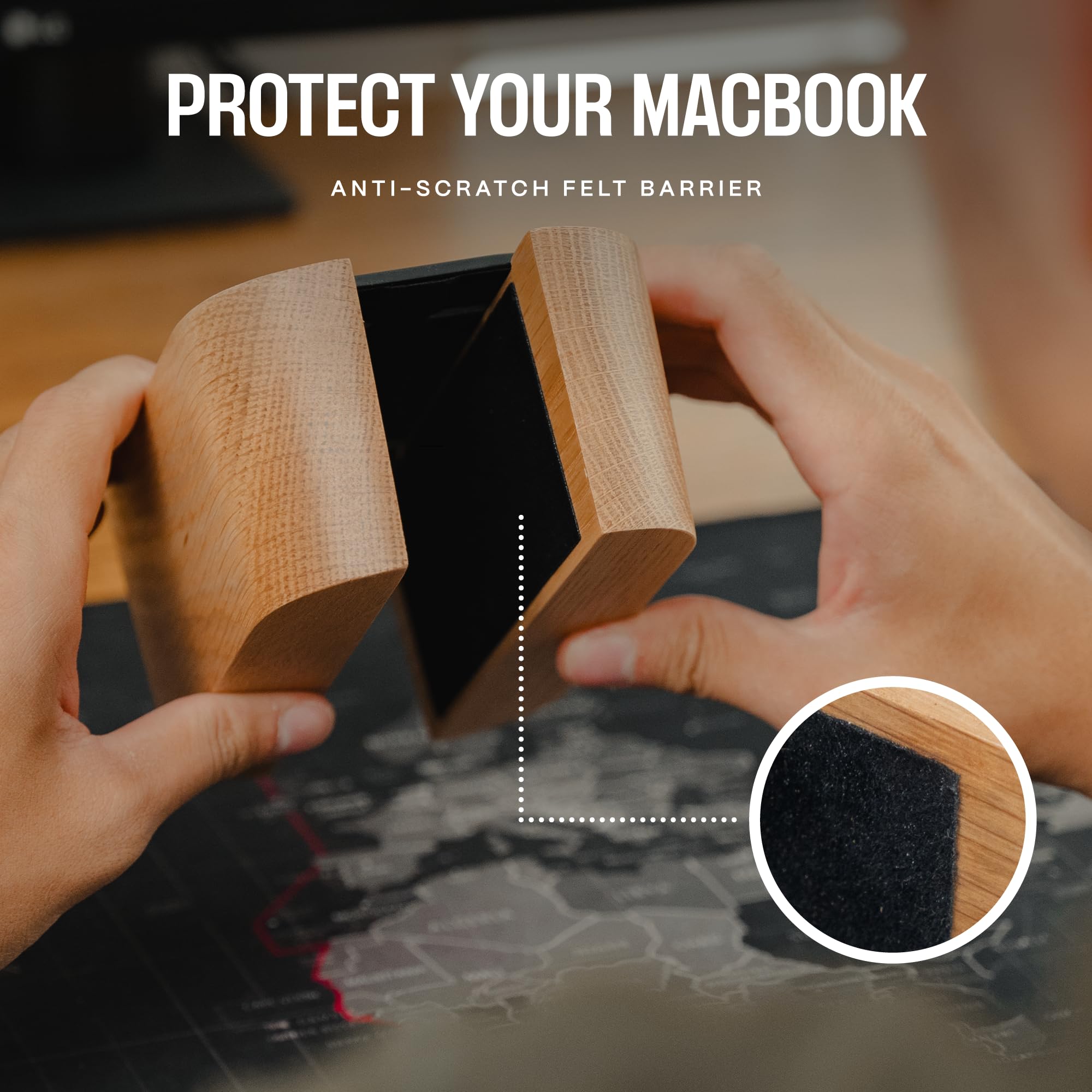 COREMINDED Adjustable Vertical Laptop Stand for Desk, Wooden Laptop Holder, MacBook Pro Stand, Wood Mac Air Dock (Solid Walnut)