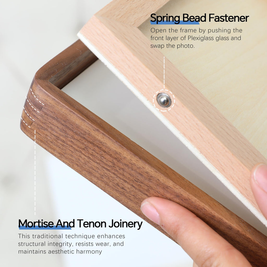 SoochART Walnut Wood Picture Frame,Picture 2x3 with Mat or 2.5x3.5 Without Mat,Standing Desk Photo Frame 2.5 by 3.5,Plexiglass,Tabletop or Wall Display