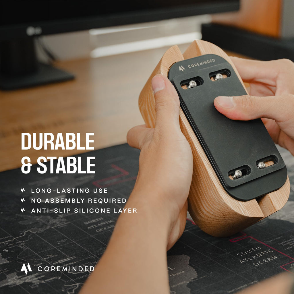 COREMINDED Adjustable Vertical Laptop Stand for Desk, Wooden Laptop Holder, MacBook Pro Stand, Wood Mac Air Dock (Solid Walnut)