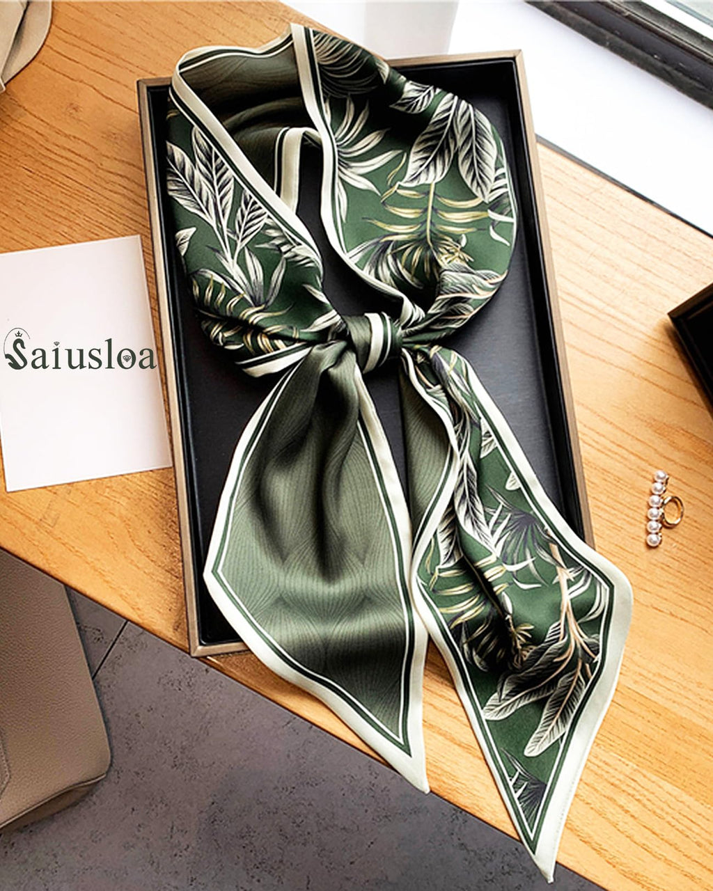 Saiusloa Purse Scarf For Handbags Head Scarves For Women's Hair Bags Scarfs Long Skinny Scarves Fashion Silky For Headbands-A10