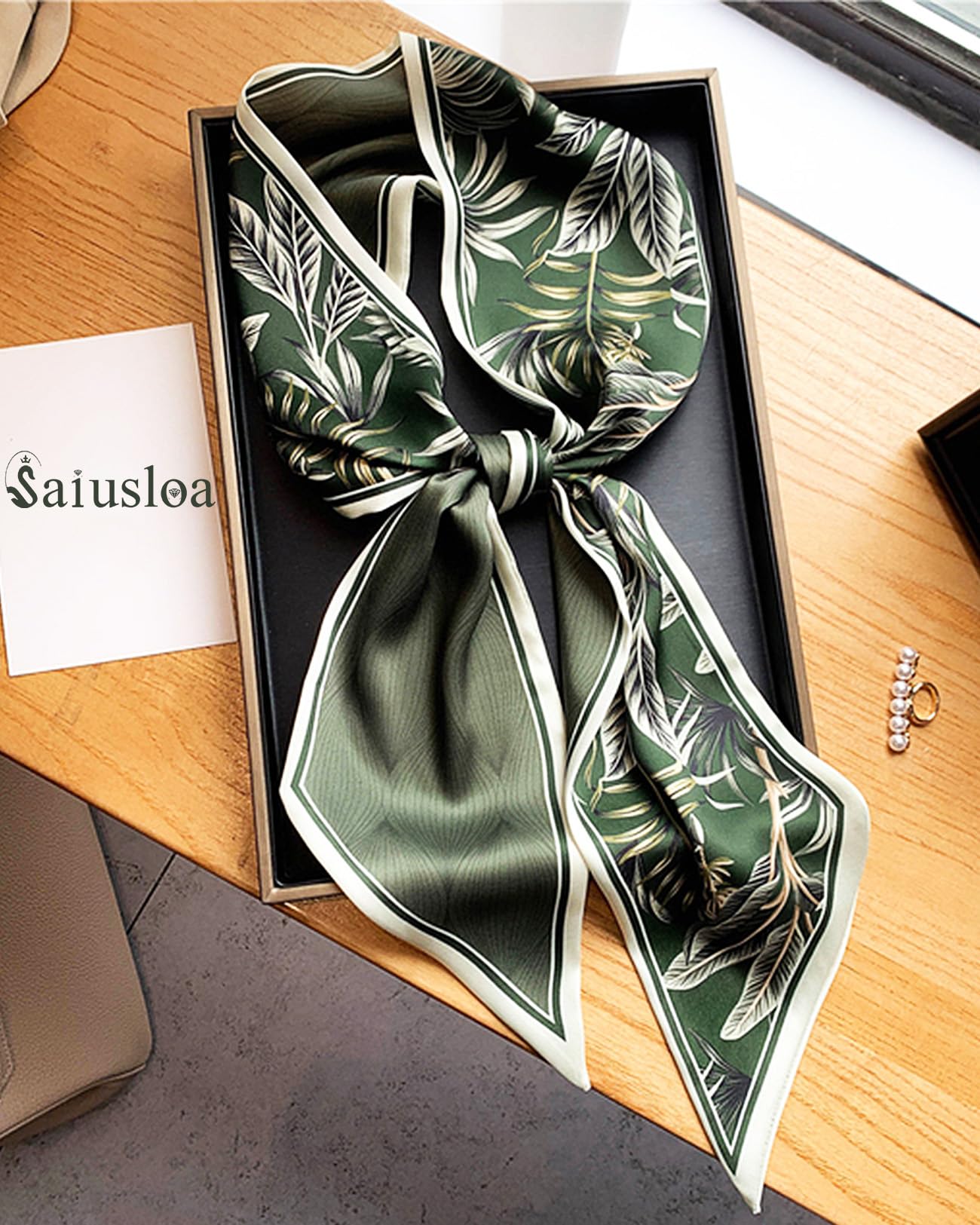 Saiusloa Purse Scarf For Handbags Head Scarves For Women's Hair Bags Scarfs Long Skinny Scarves Fashion Silky For Headbands-A10