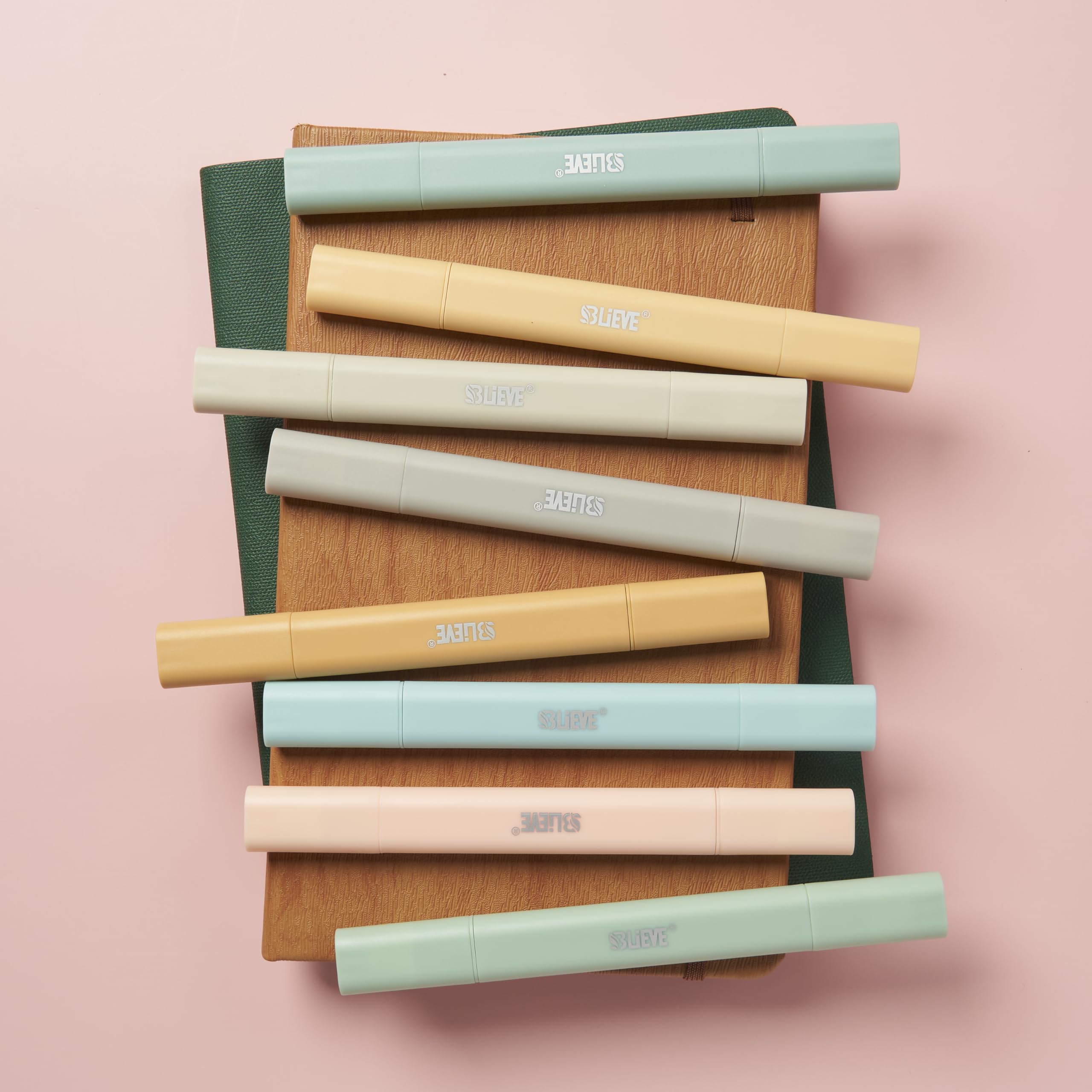 BLIEVE- Aesthetic Bible Highlighters No Bleed Through Assorted Colors, Cute Highlighter Dual Tip For Journaling Supplies And School Accessories, Bible Highlighters And Pens No Bleed (BOHO EARTH)