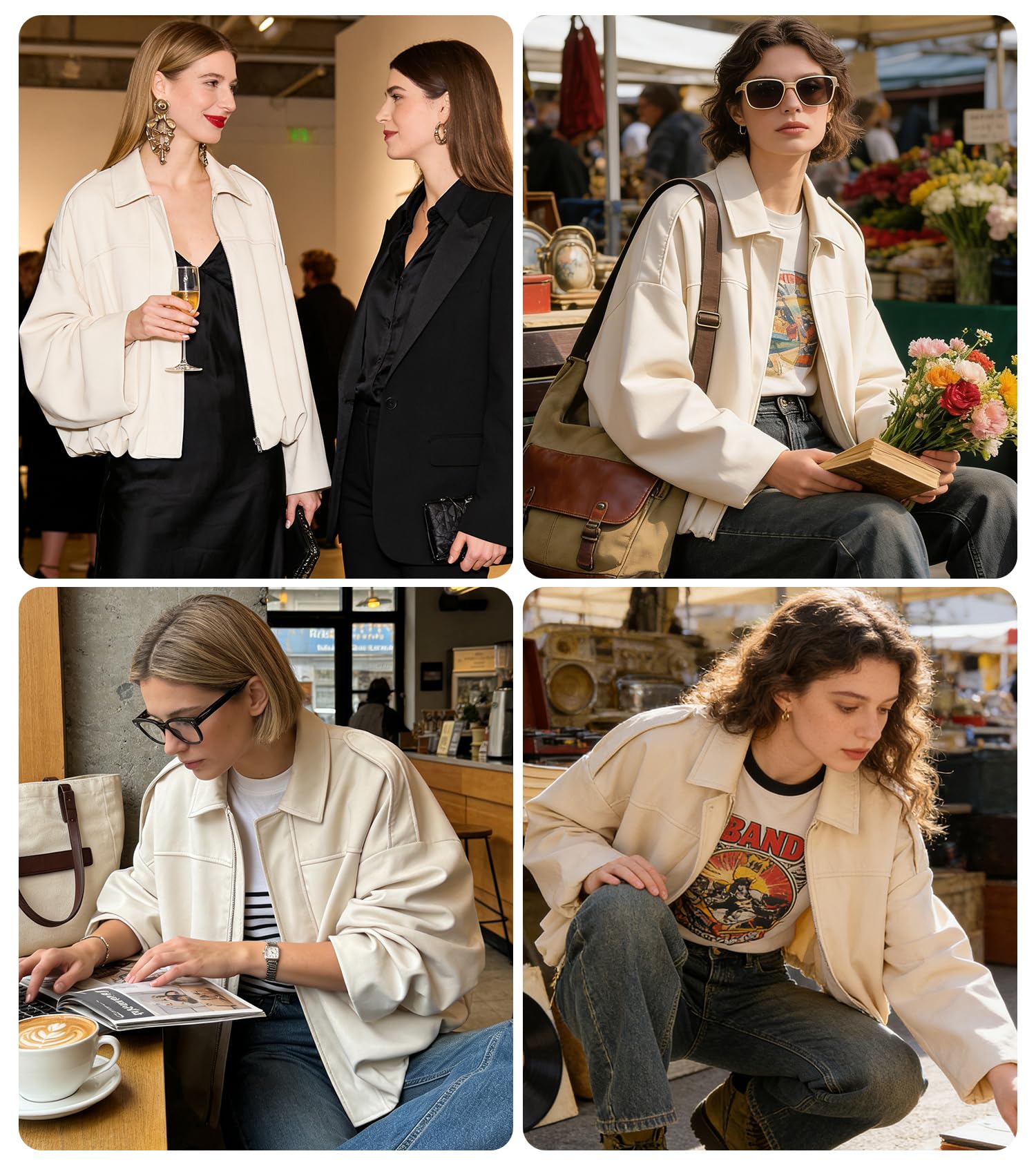 Bnigung Womens Faux Suede Bomber Jacket Casual Lapel Pilot Cropped Coat Oversized Motorcycle Jackets 2025 Outerwear(Beige-S)