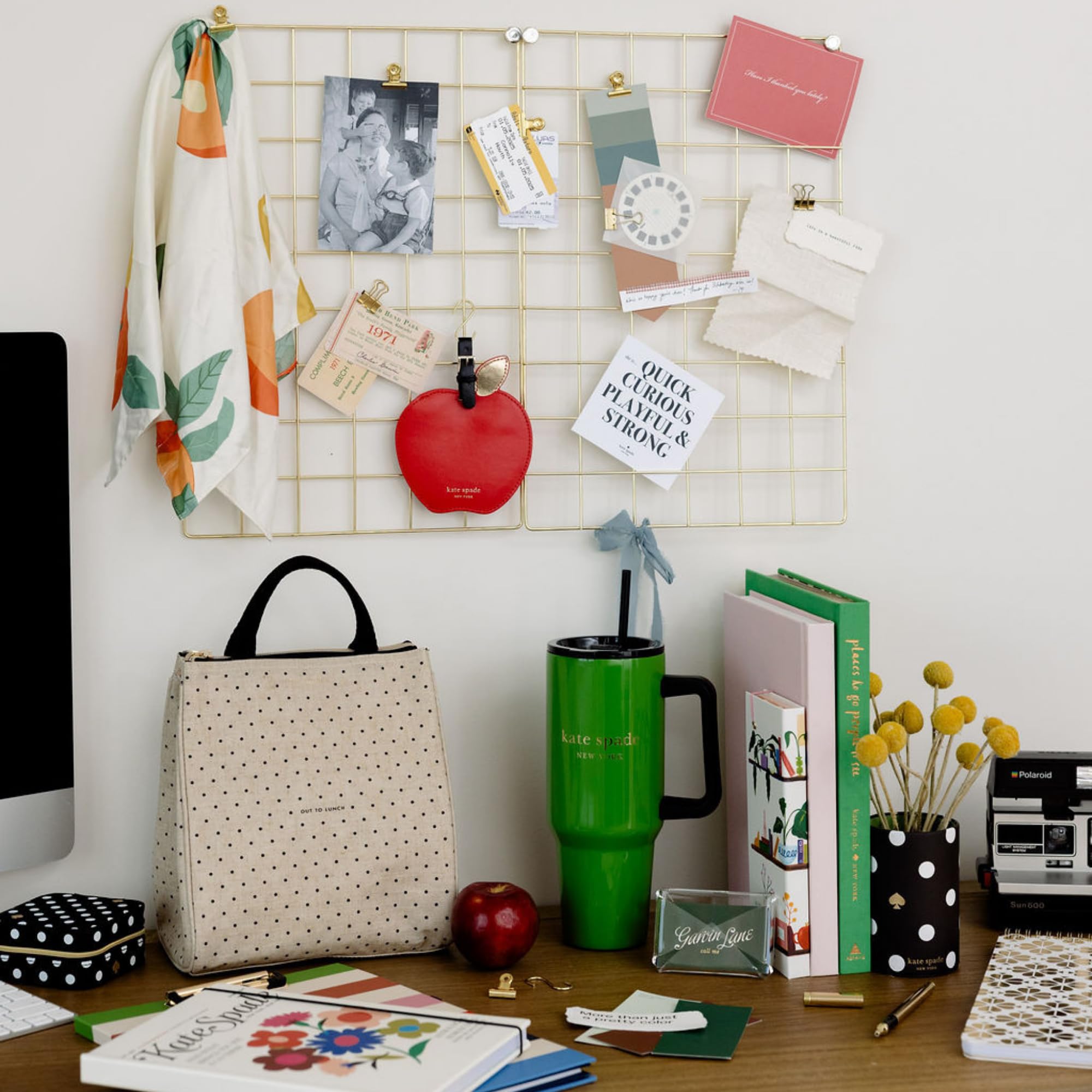 kate spade new york Cute Lunch Bag for Women, Large Capacity Lunch Tote, Adult Lunch Box with Silver Thermal Insulated Interior Lining and Storage Pocket (Out to Lunch)