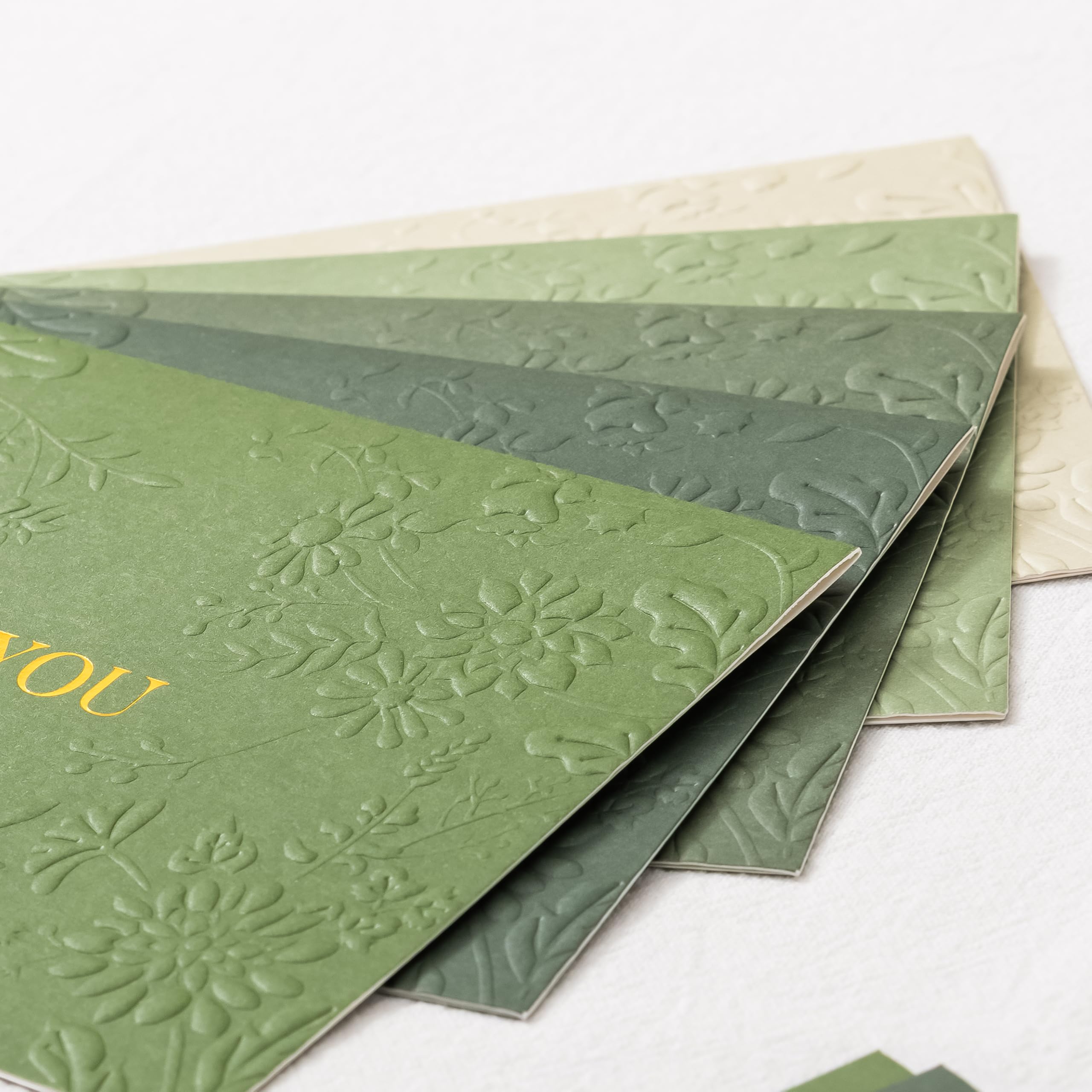 Crisky Bridal Shower Thank You Cards with Envelopes(Sage Green),50 Pack Embossed Floral Thank You Cards for Wedding, Baby Shower, Business, Graduation Party Favors Decorations