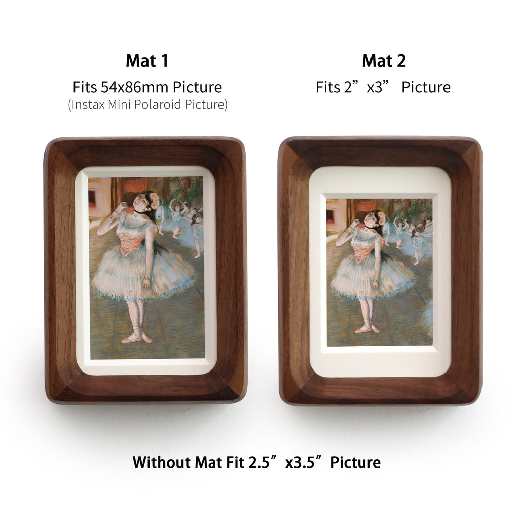 SoochART Walnut Wood Picture Frame,Picture 2x3 with Mat or 2.5x3.5 Without Mat,Standing Desk Photo Frame 2.5 by 3.5,Plexiglass,Tabletop or Wall Display