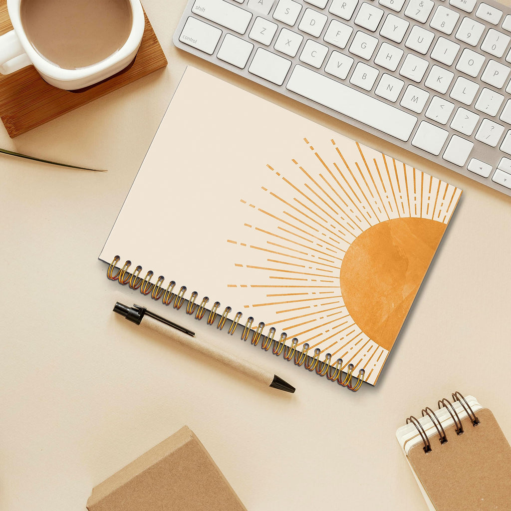 LACOSU Abstract Boho Sun Sunrise Sunset Sunshine Spiral Notebook College Ruled 5.5×8.3 Inches Hard Cover Journal Notebooks for Journaling Writing Work Office Notes Women,Boho Sun Lover Gifts for Women