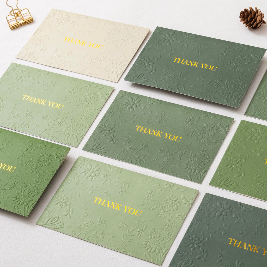 Crisky Bridal Shower Thank You Cards with Envelopes(Sage Green),50 Pack Embossed Floral Thank You Cards for Wedding, Baby Shower, Business, Graduation Party Favors Decorations