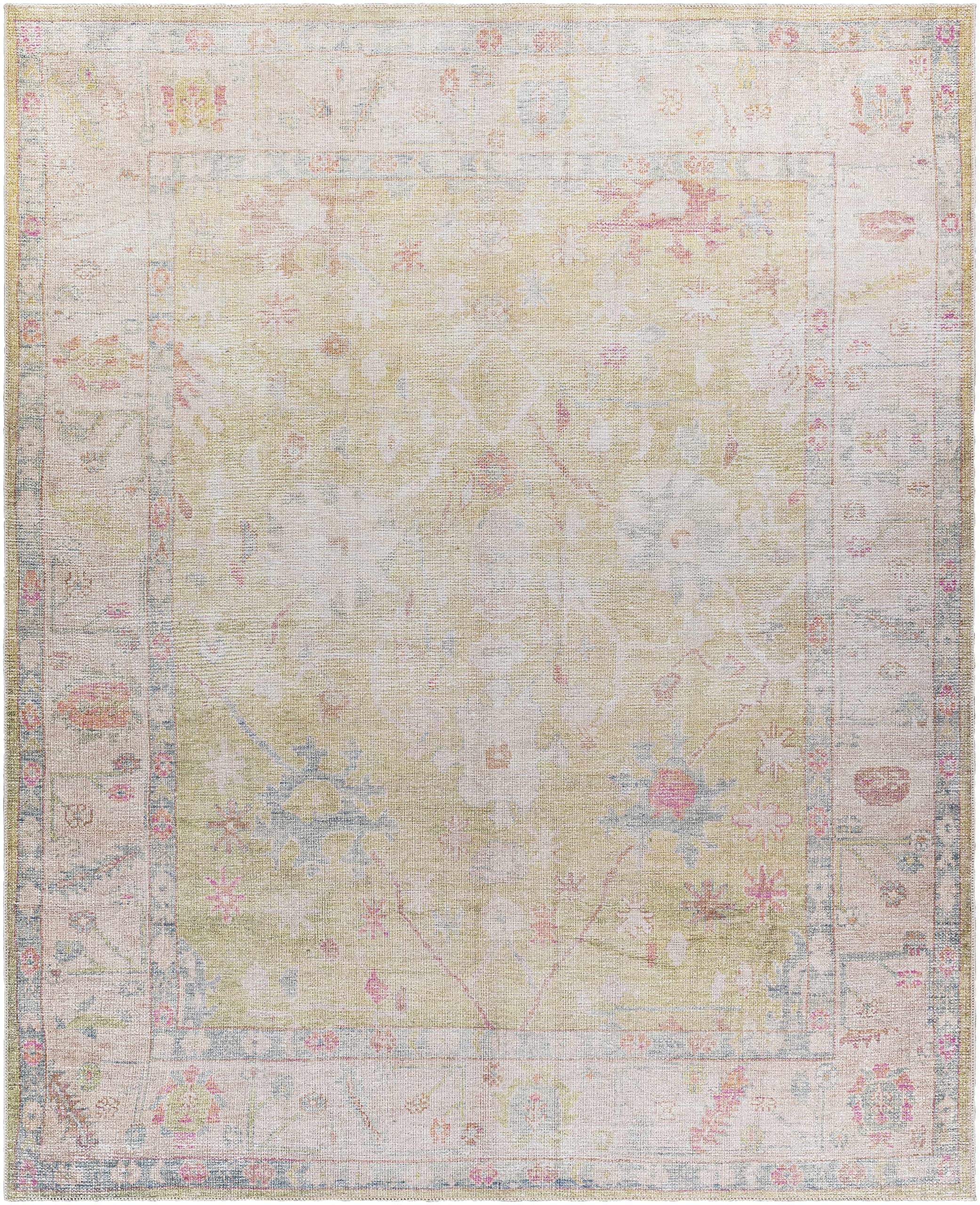 Hauteloom Zinnia Vintage Distressed Faded Area Rug - Oriental Bohemian Turkish Floral Carpet - Machine Washable Rug - Stain Resistant - Pet Friendly - Pink, Green, Blue, Colorful - 8'10" x 12'